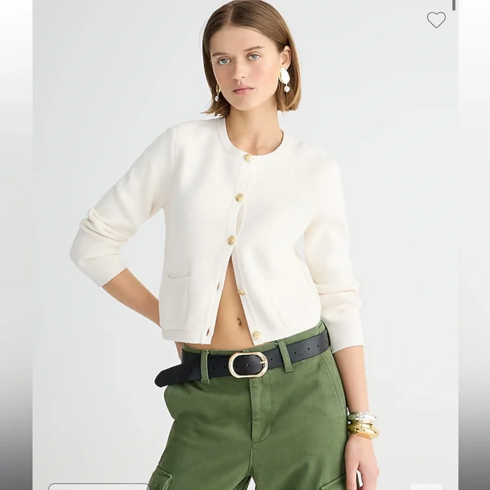 J. Crew Ivory Cotton Knit Emilie Lady Jacket